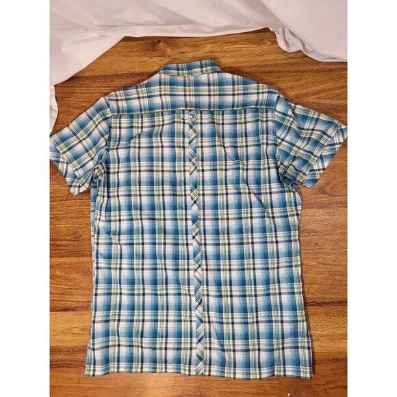 Kuhl Shirt Men’s Blue Plaid Snap Button Eluxur Gorpcore Small Short Sleeve - Picture 5 of 5
